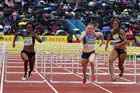 Kellie Wells and Sally Pearson in the 100 metres hurdles, 2012 Samsung Diamond League, Crystal Palace, London.
